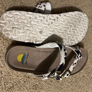 Maui island slip on sandles, cow print